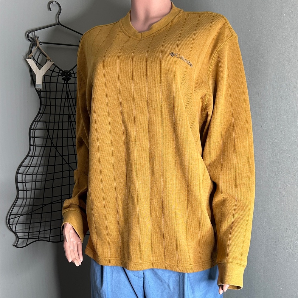 Columbia Mustard Ribbed Long Sleeve Pullover